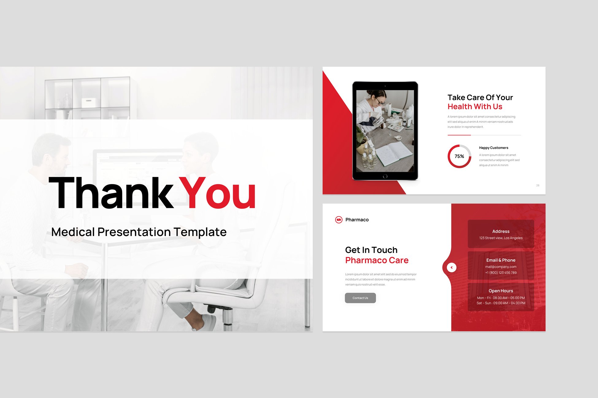 Red and white template for business.