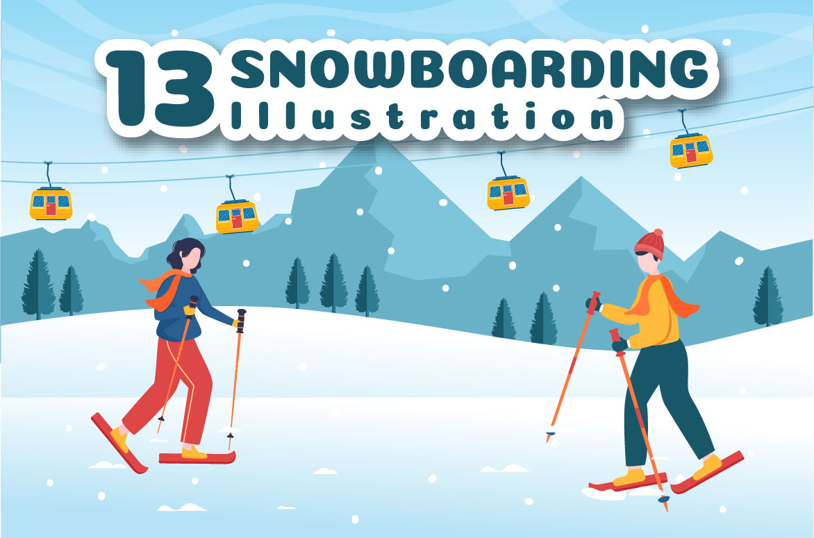 13 Snowboarding Activity Illustration Facebook Image.