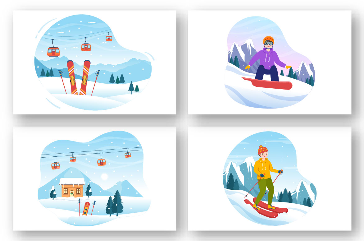 13 Snowboarding Activity Illustration Four Examples.
