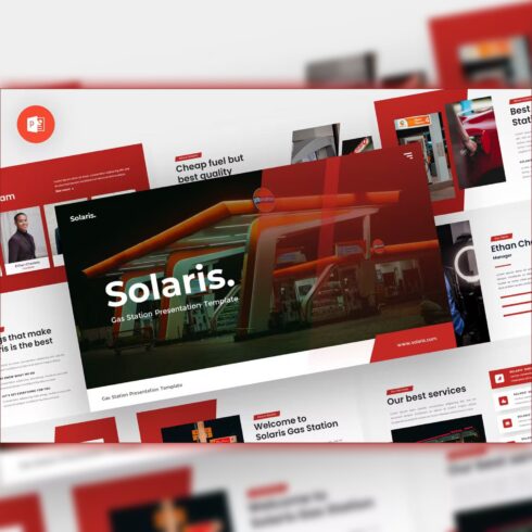 Solaris gas station powerpoint template - main image preview.