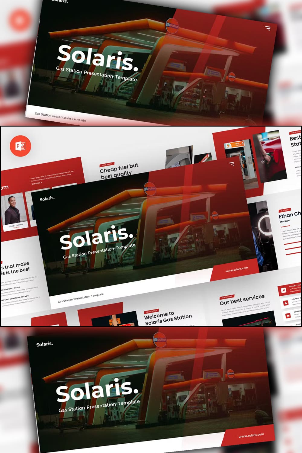 Solaris gas station powerpoint template - pinterest image preview.