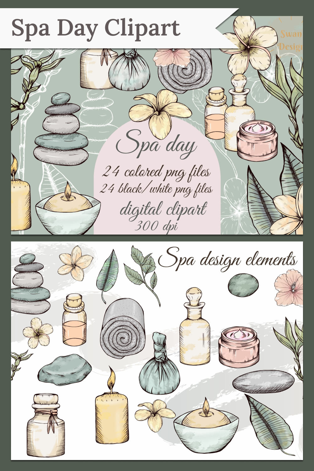 Spa day clipart - pinterest image preview.
