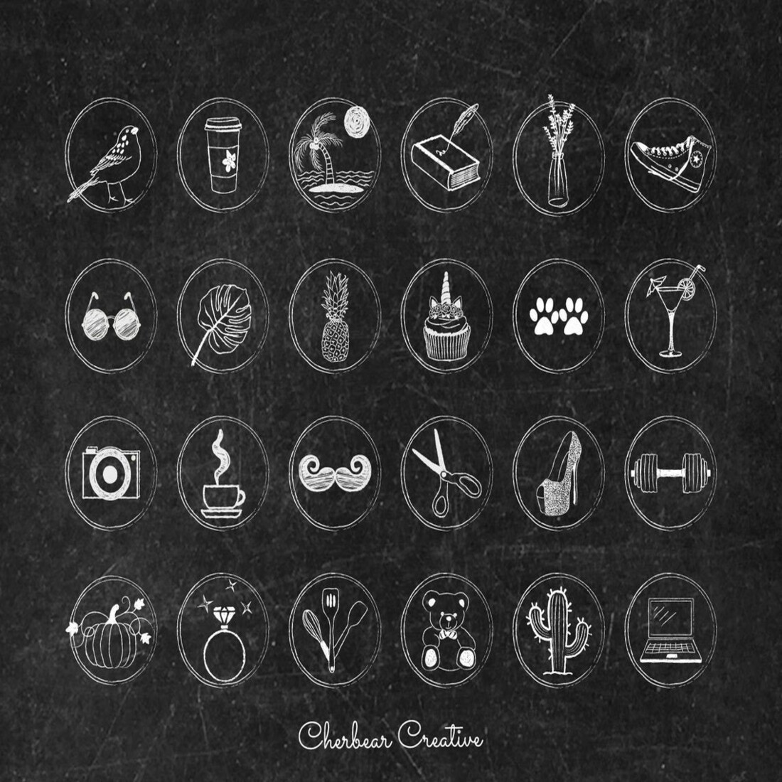 Instagram Story Highlight Covers (54 ChalkBoard Cover Icons) preview image.