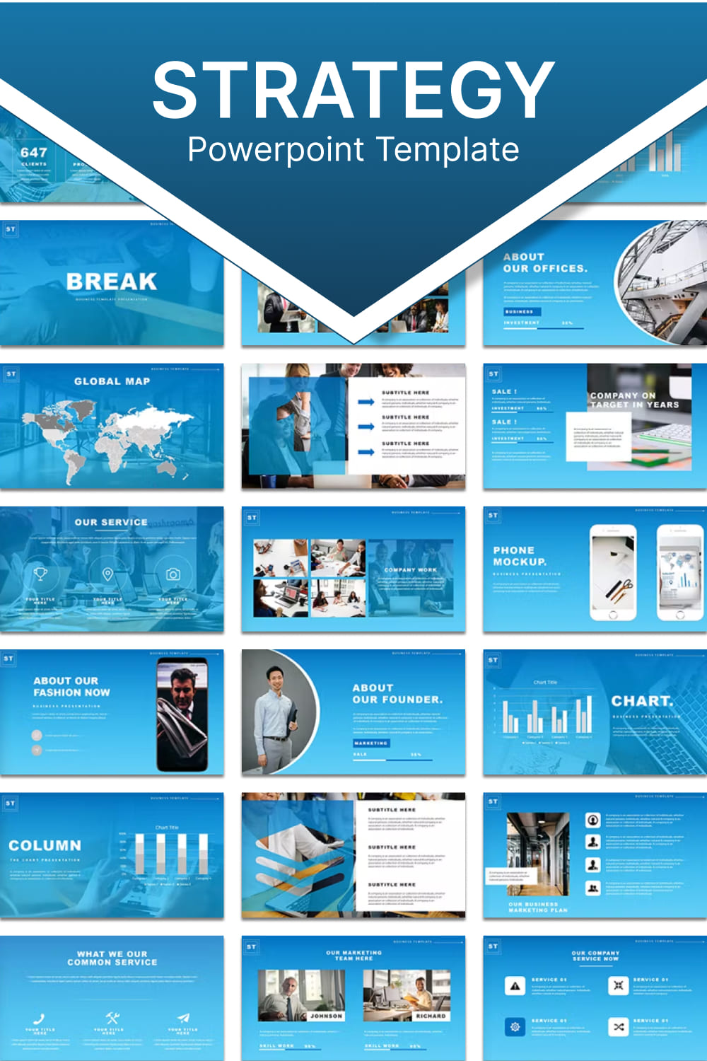 Strategy powerpoint template - Pinterest image preview.