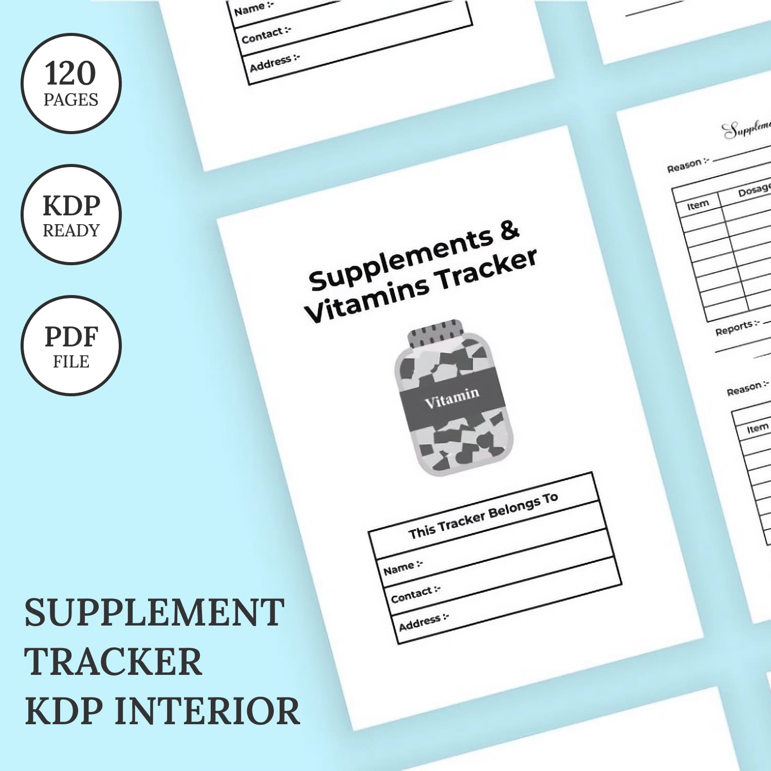 Supplement tracker KDP interior - main image preview.
