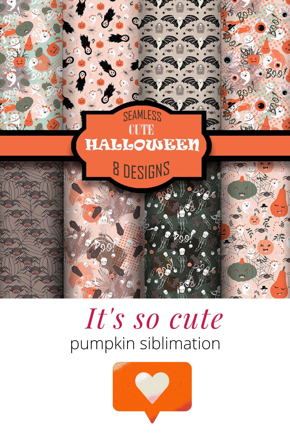 Pumpkin and Ghost Print Halloween Spooky Pattern pinterest image.