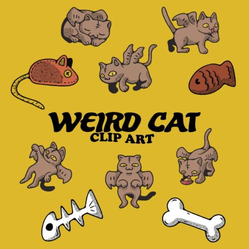 Weird Cat Doodles Clip Art cover image.