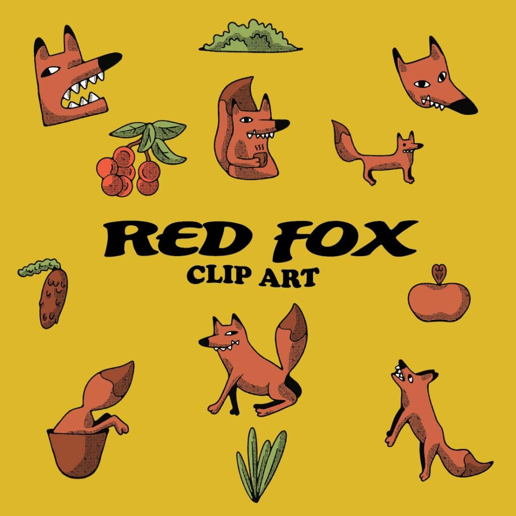 Red Fox Doodles Clip Art - MasterBundles