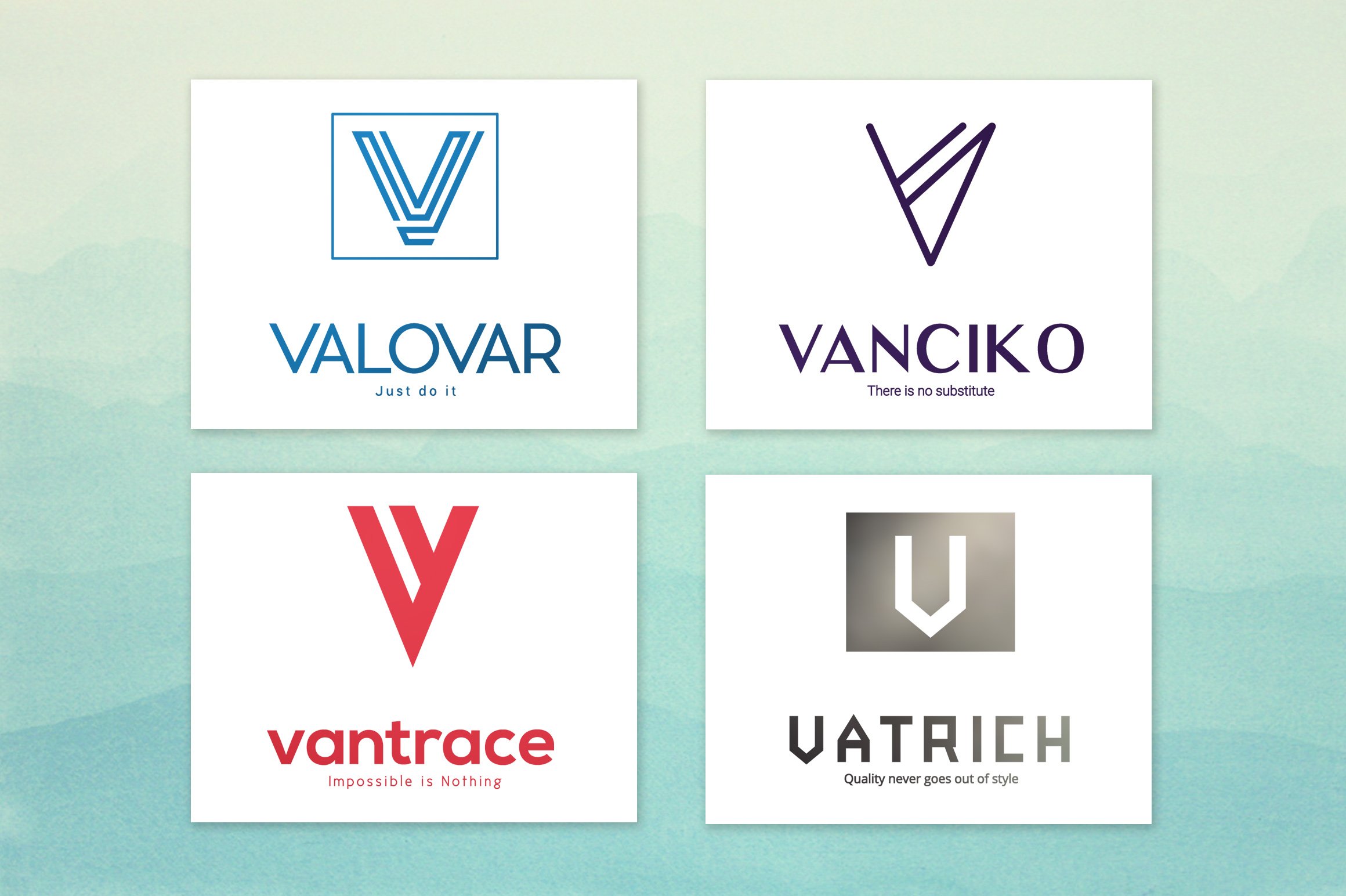 Diverse of letter logo in different colors.