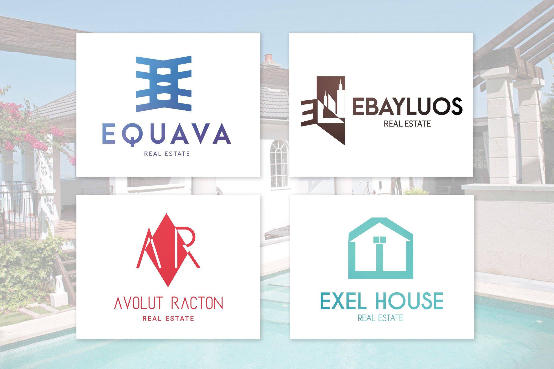 Creative real estate logos set.
