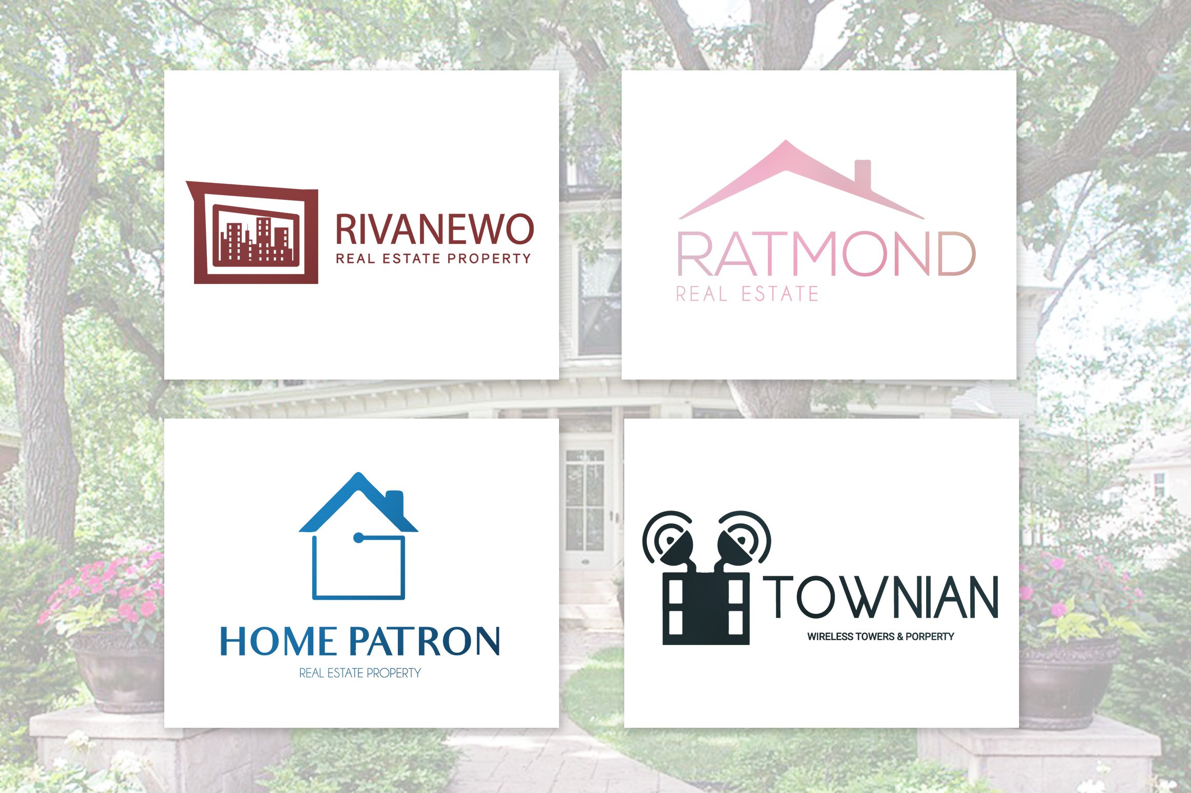 Real estate logos with buildings.