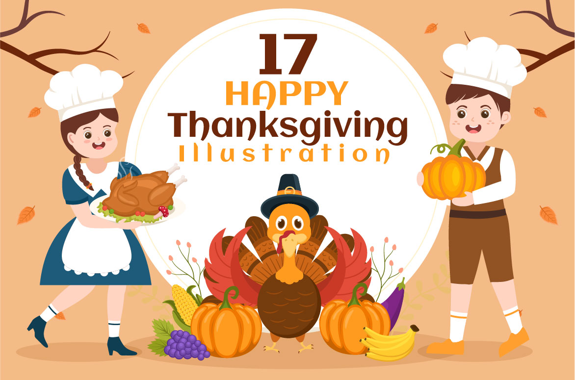 17 Happy Thanksgiving Illustration Facebook Image.