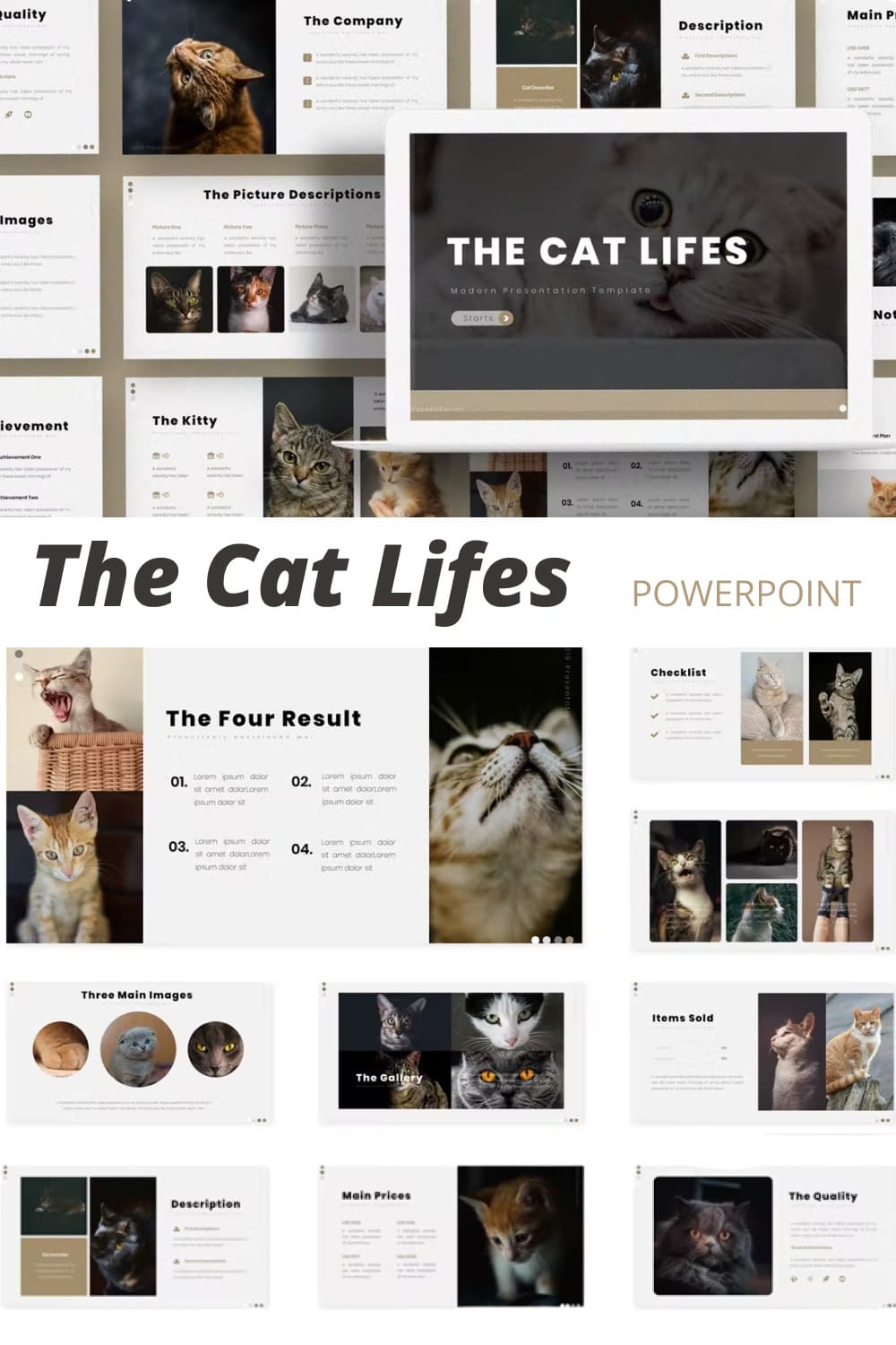 The cat lifes powerpoint template - pinterest image preview.