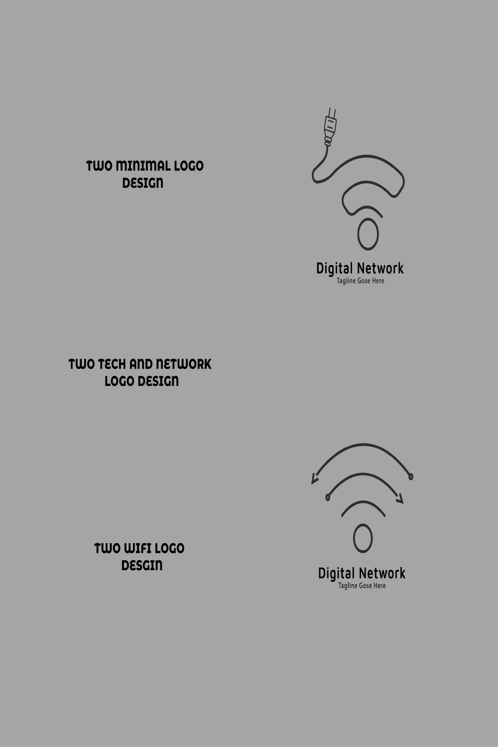 Two Technical and Network Logo Design Template pinterest image.