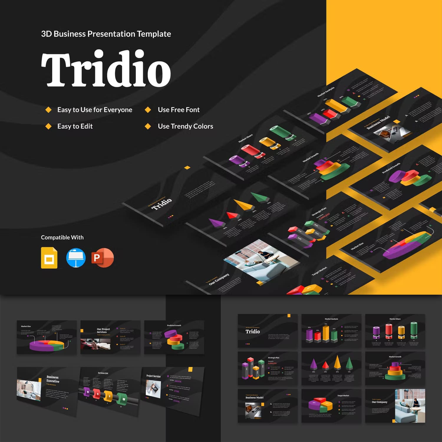 Tridio 3d business presentation dark - main image preview.