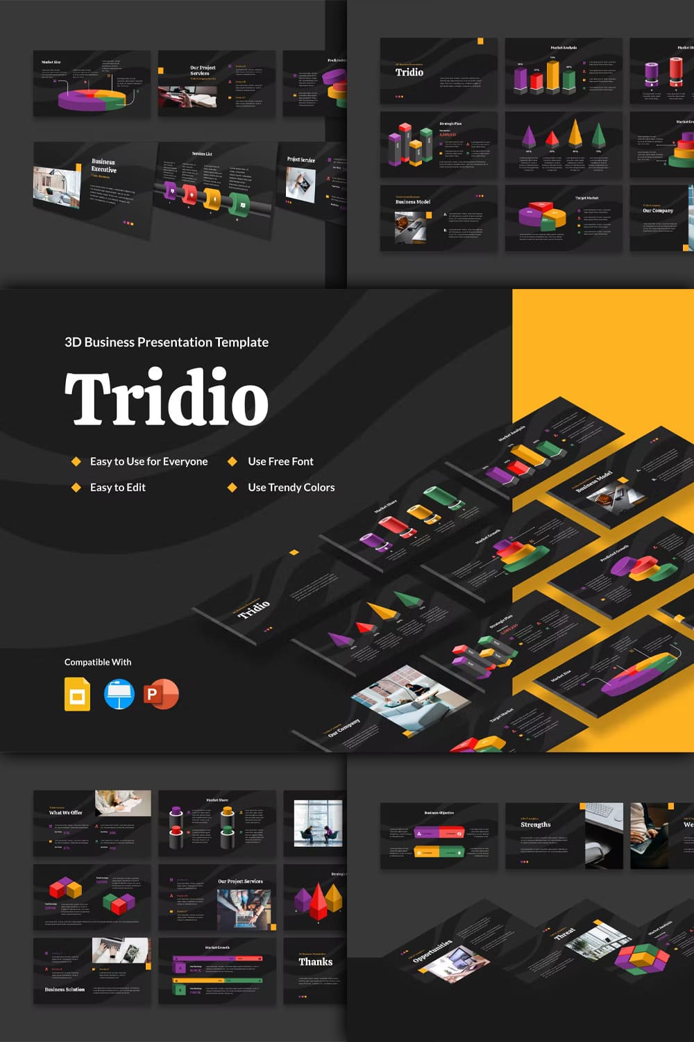 Tridio 3d business presentation dark - pinterest image preview.