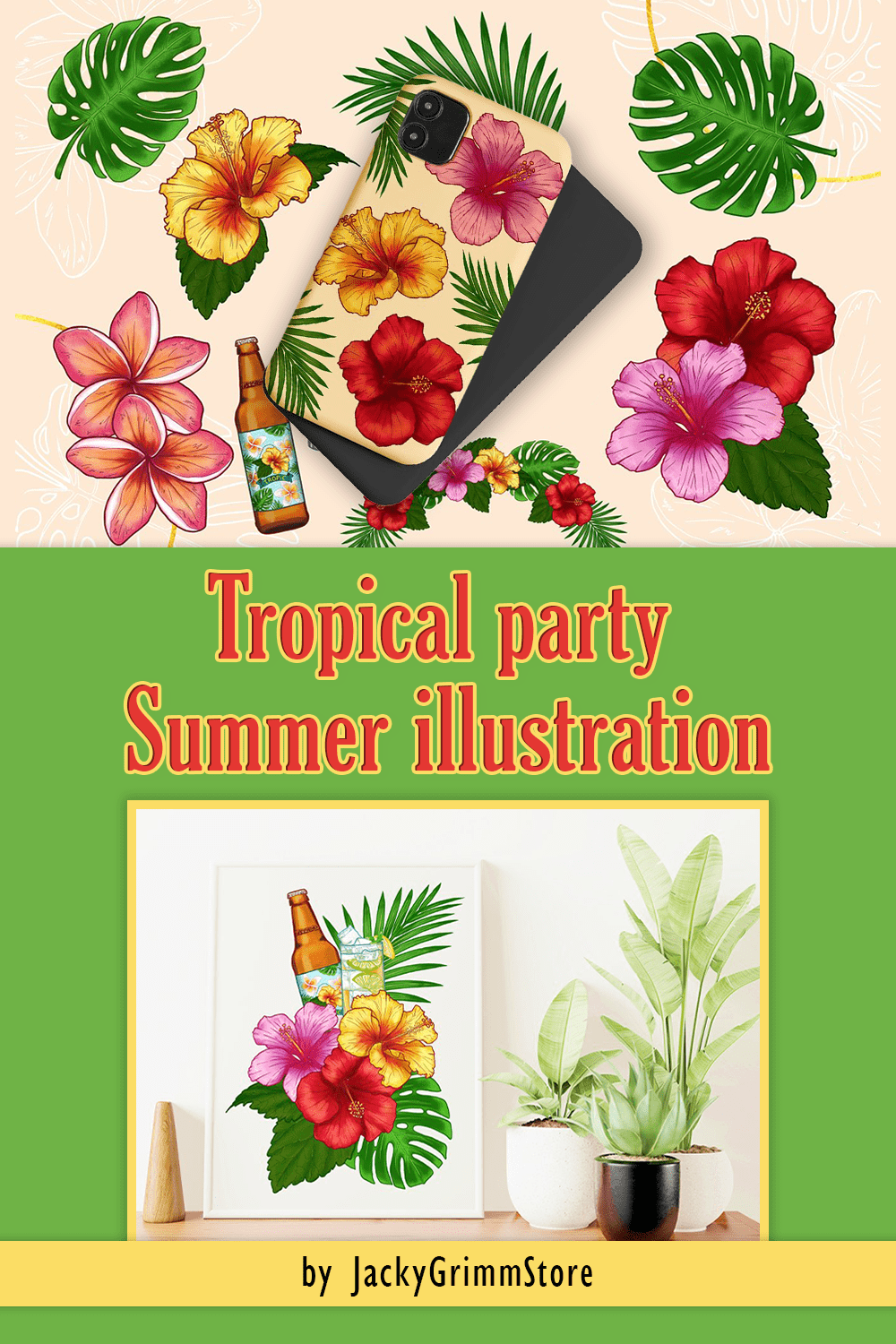 tropical party. summer illustration pinterest