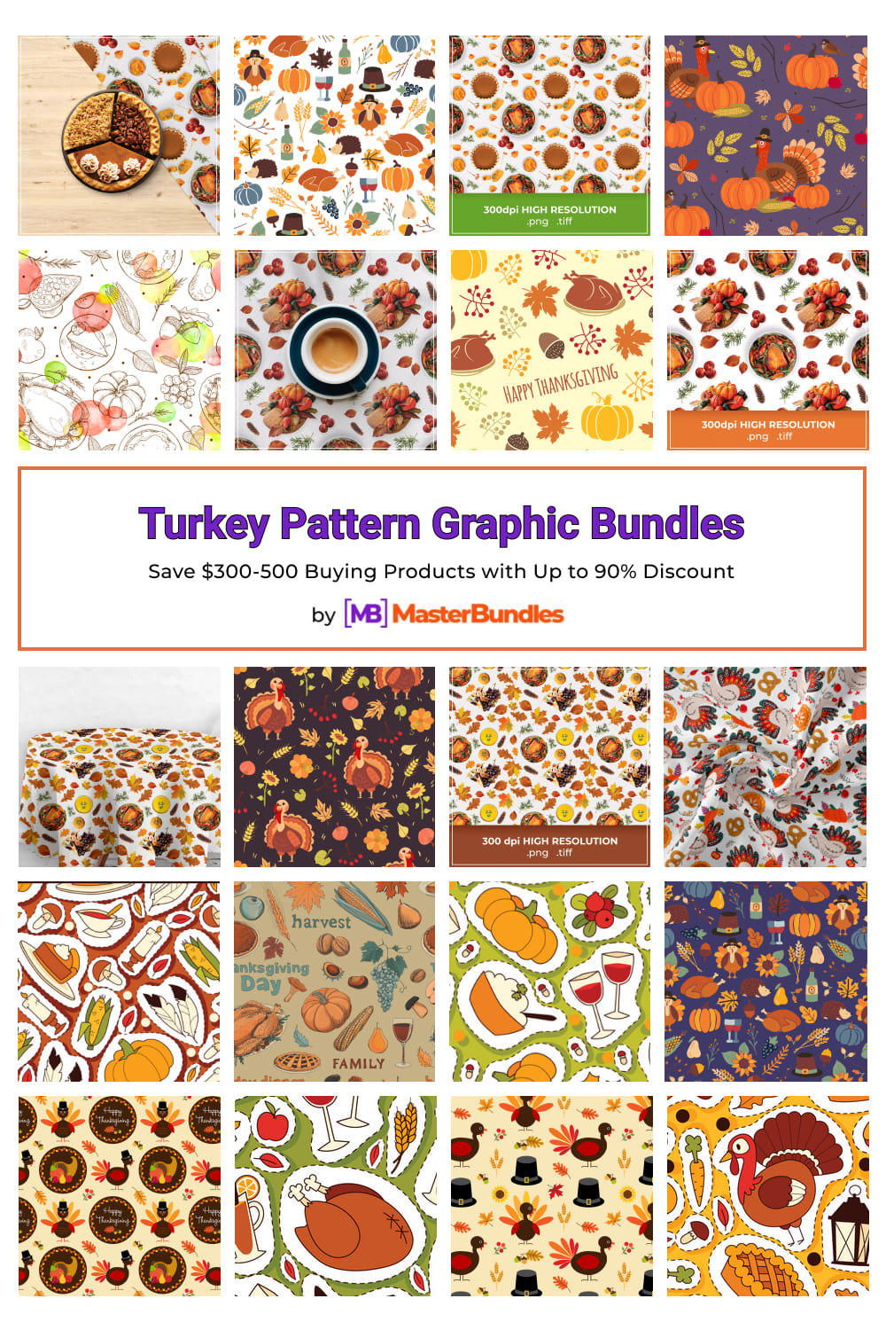 https://masterbundles.com/graphics/patterns/thanksgiving/turkey/ Turkey Pattern Graphic Bundles for Pinterest.