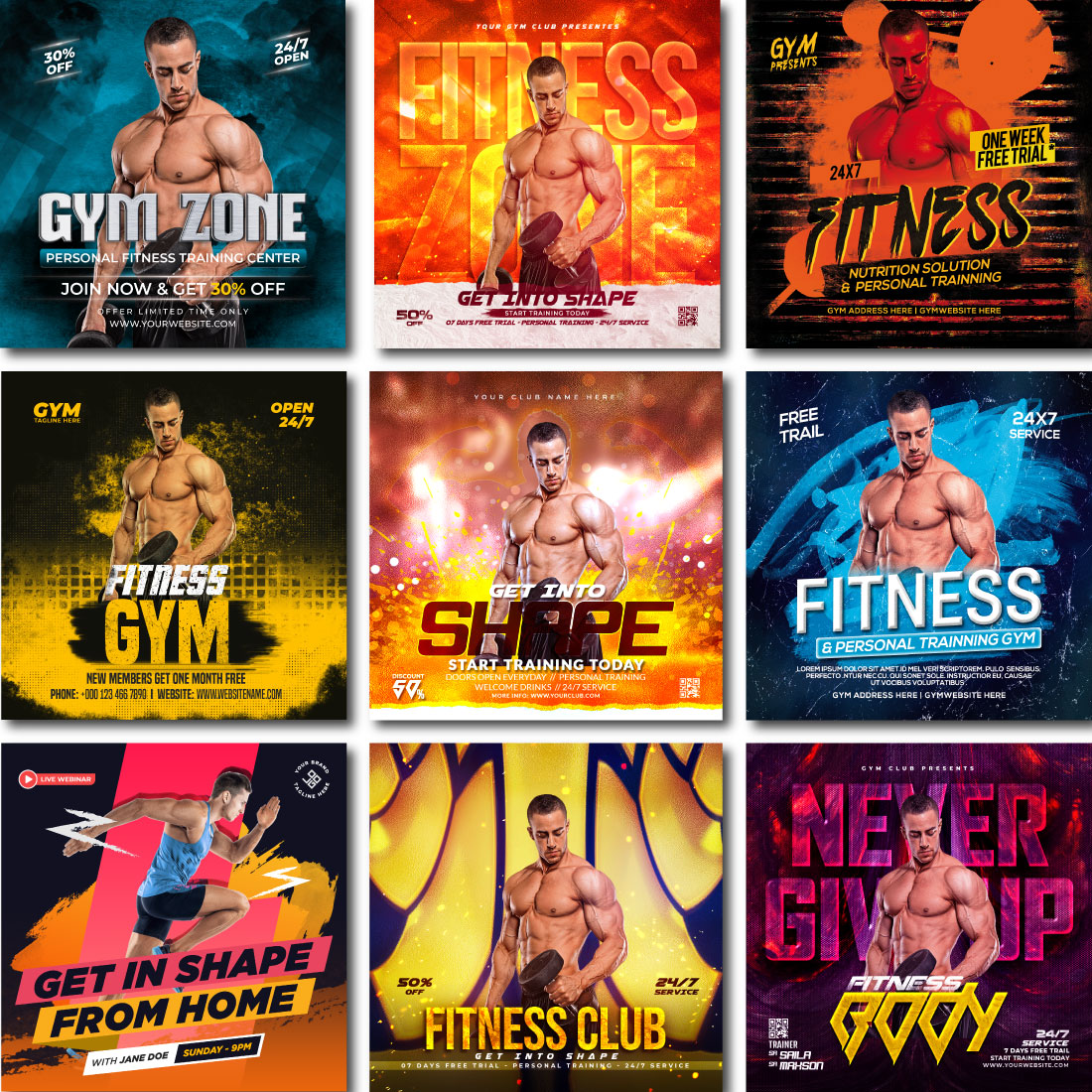 9 Fitness and Gym Banners Only $9 cover image.