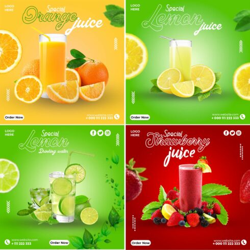 4 Juice Social media Post Template Cover Image.