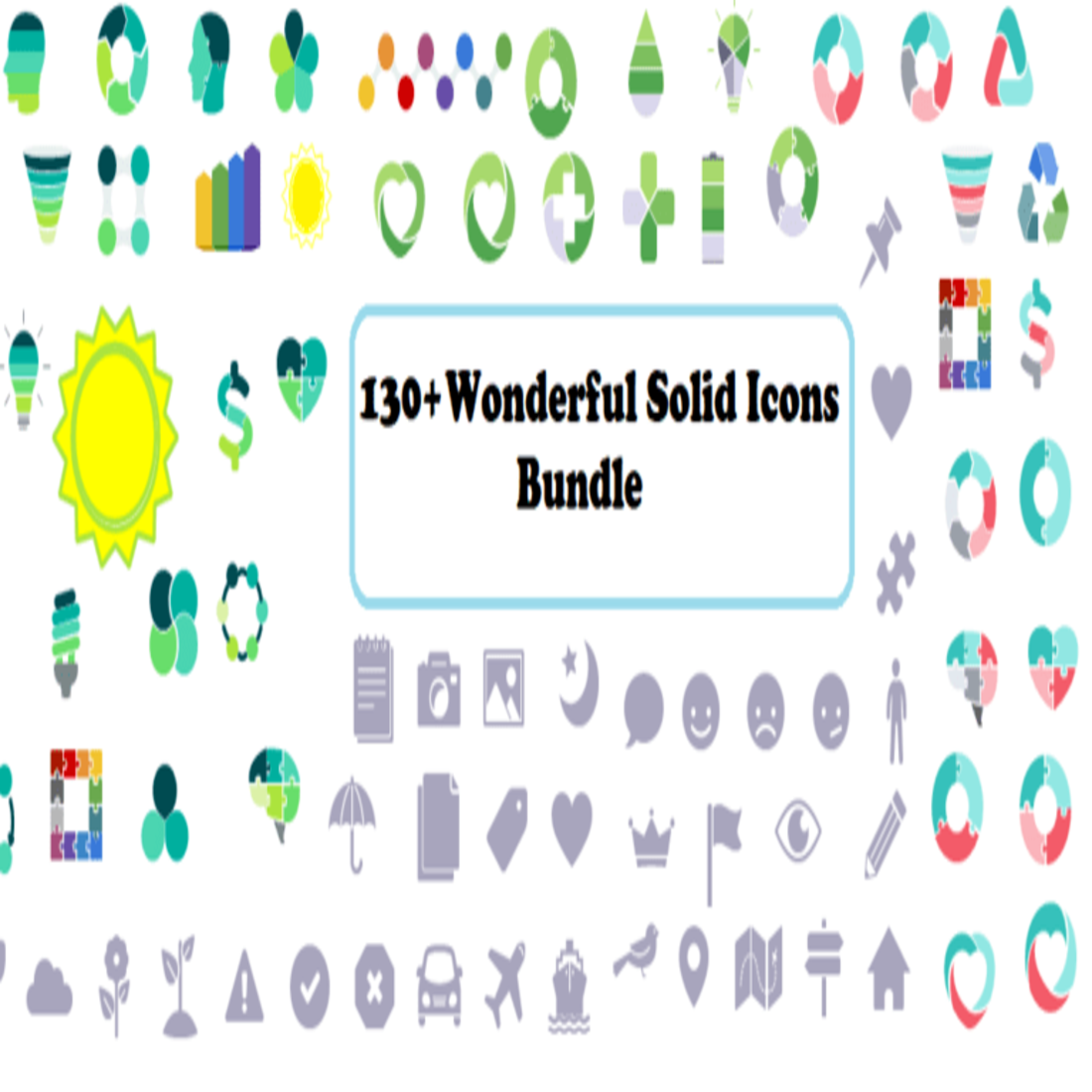 Wonderful Solid Icons Bundle cover image.