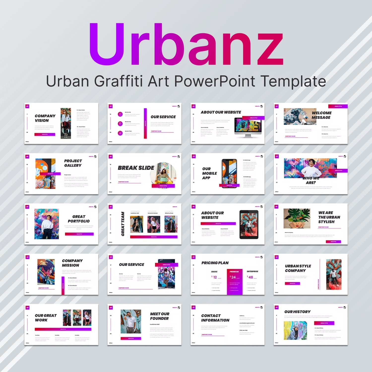 Urbanz urban graffiti art powerpoint template - main image preview.