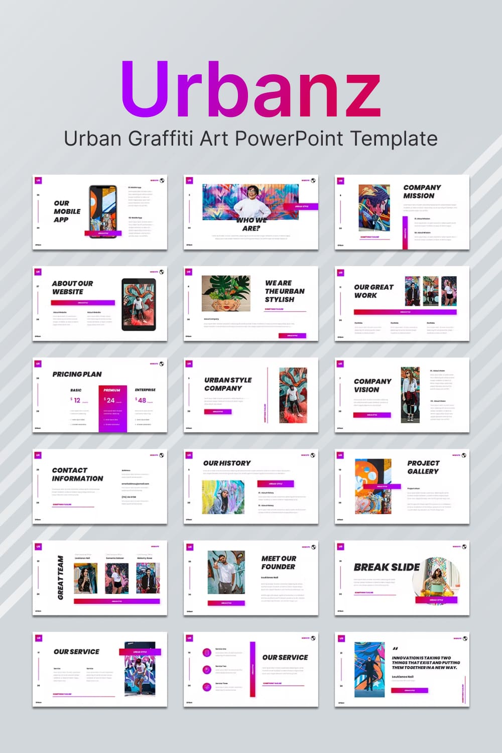 Urbanz urban graffiti art powerpoint template - pinterest image preview.