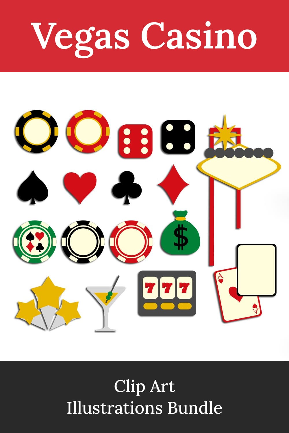 Vegas casino clip art illustrations bundle - pinterest image preview.