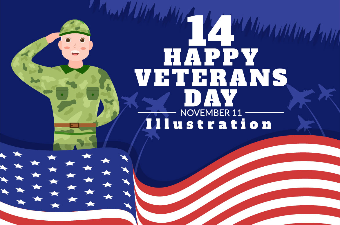14 Veterans Day Design Illustration Facebook Image.
