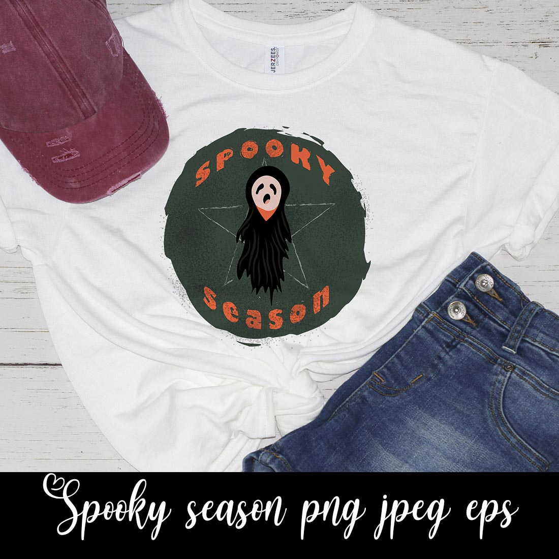 Halloween Spooky Season Ghost Sublimation t-shirt mockup.