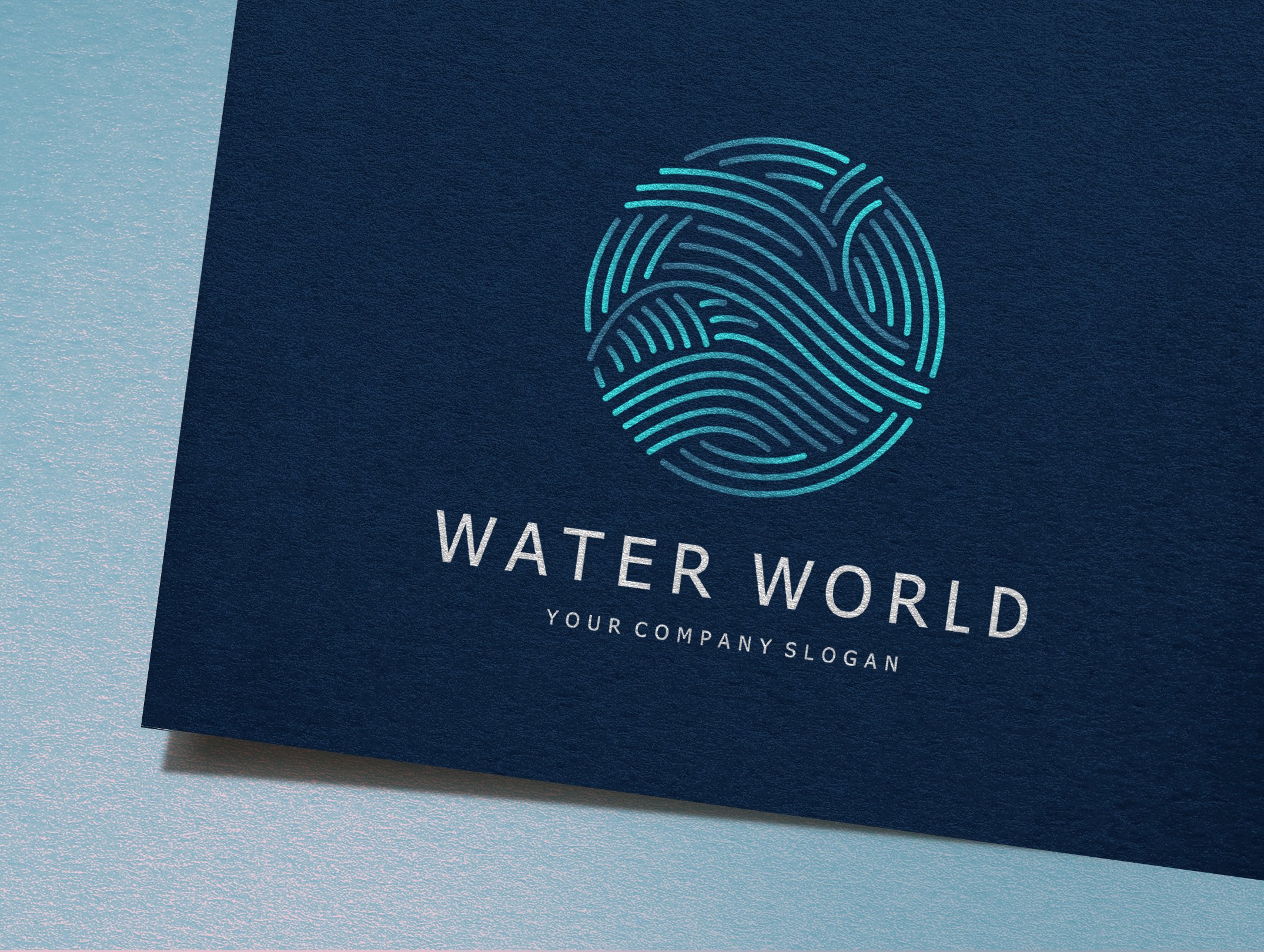 Blue matte paper with delicate and creative wave logo.