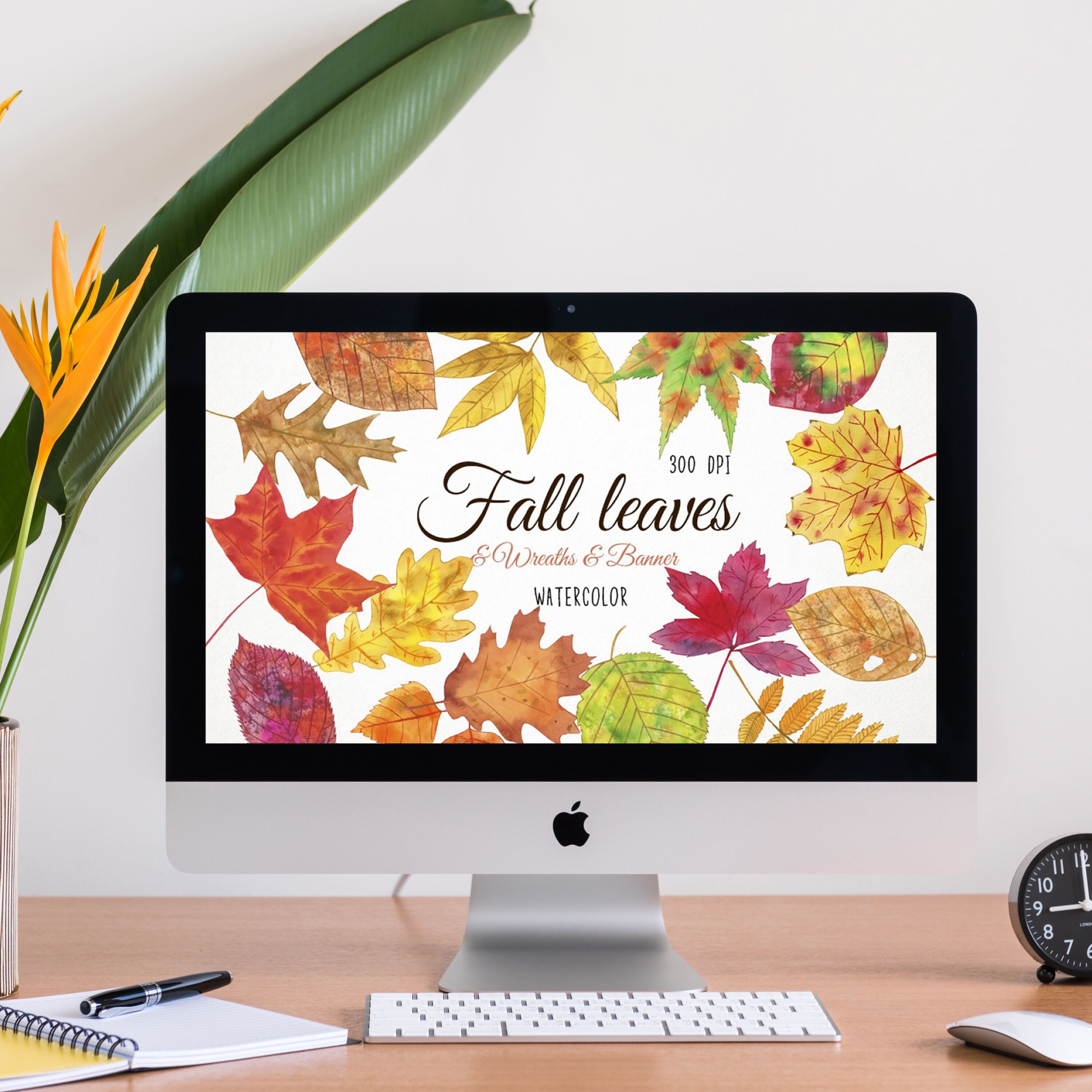 Watercolor Fall Leaves Clipart cover.