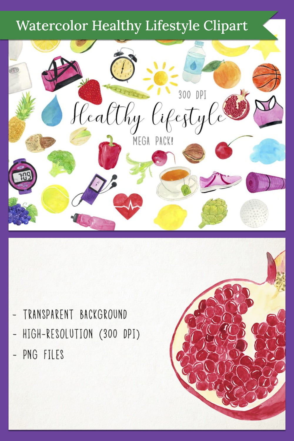 watercolor healthy lifestyle clipart 03