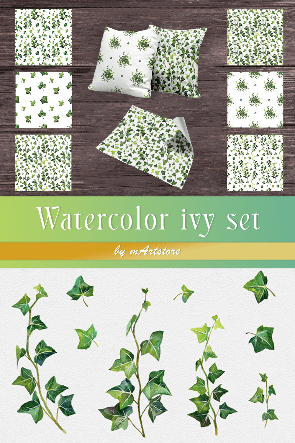 watercolor ivy set pinterest