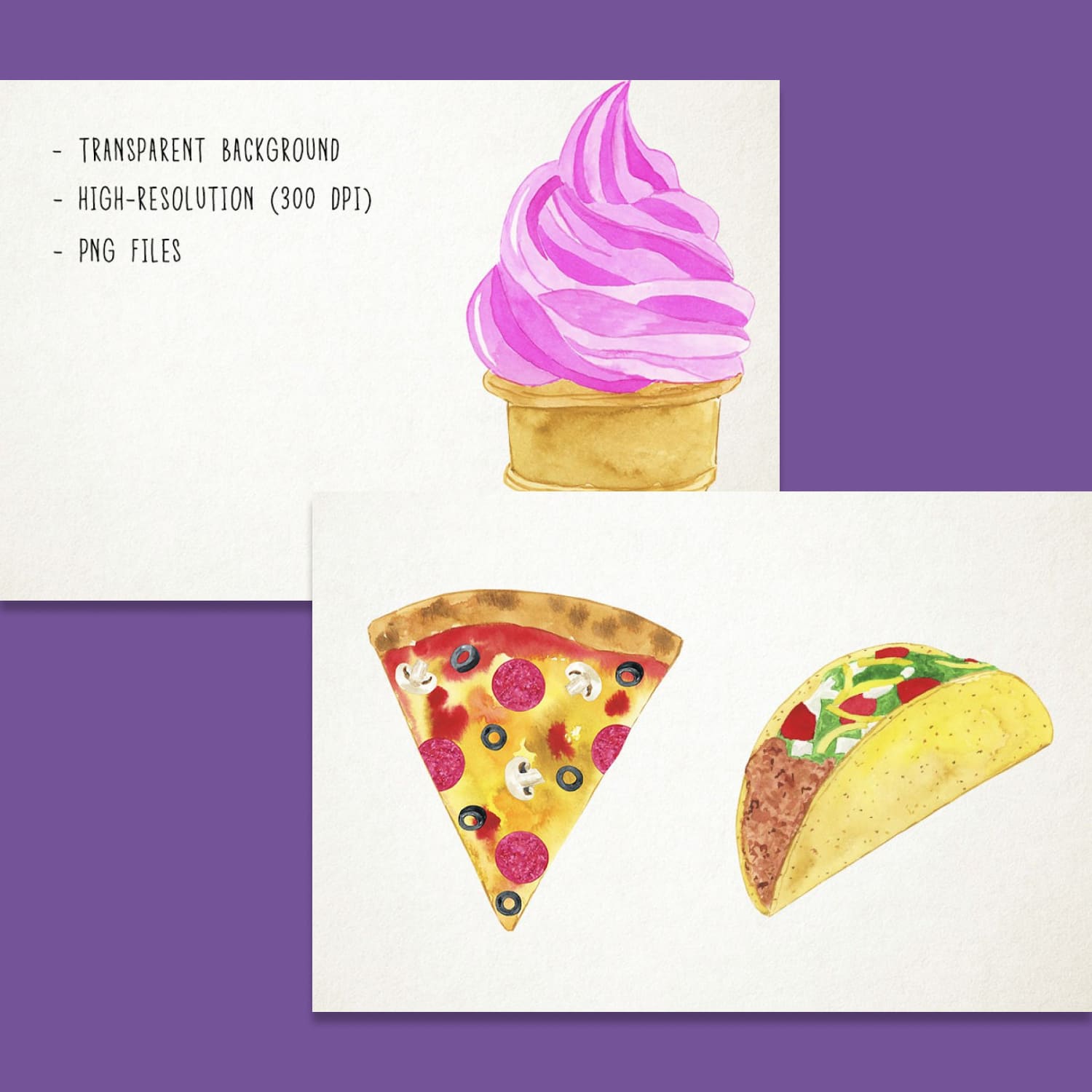 Watercolor Junk Food Clipart cover.