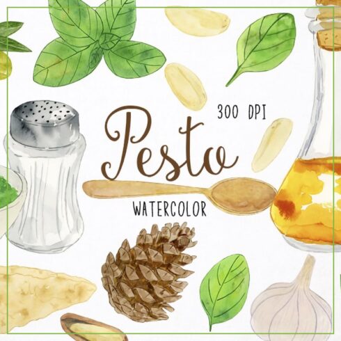 Watercolor Pesto Clipart.