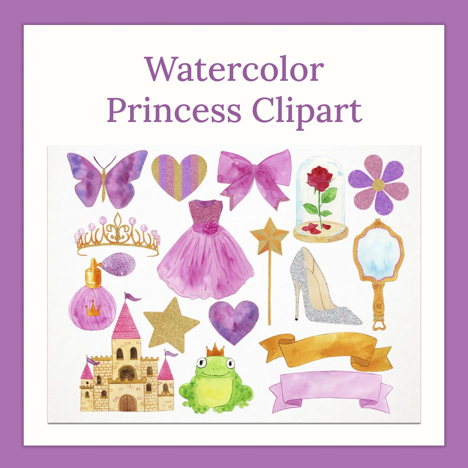 Watercolor Princess Clipart.