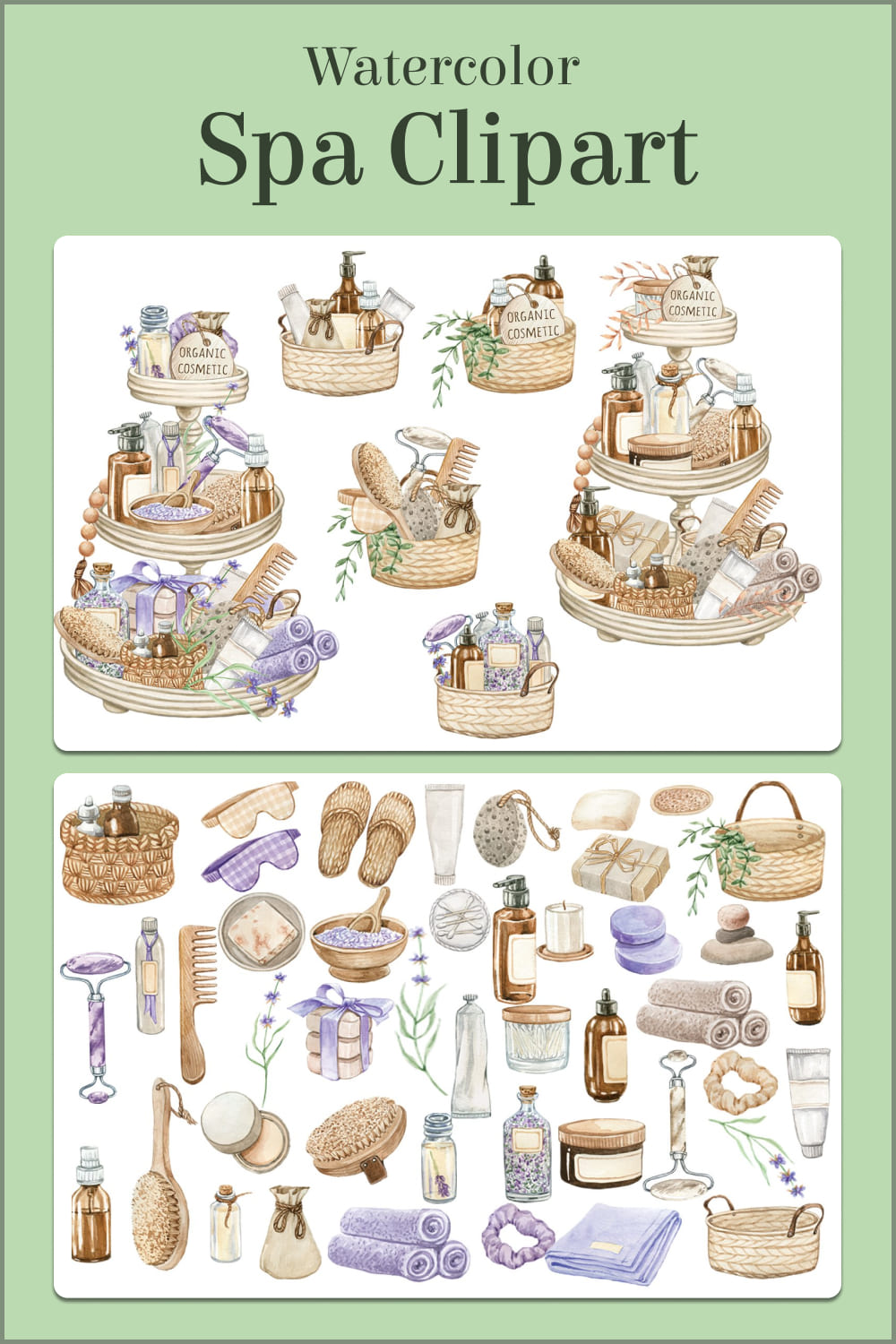 Watercolor spa clipart - pinterest image preview.
