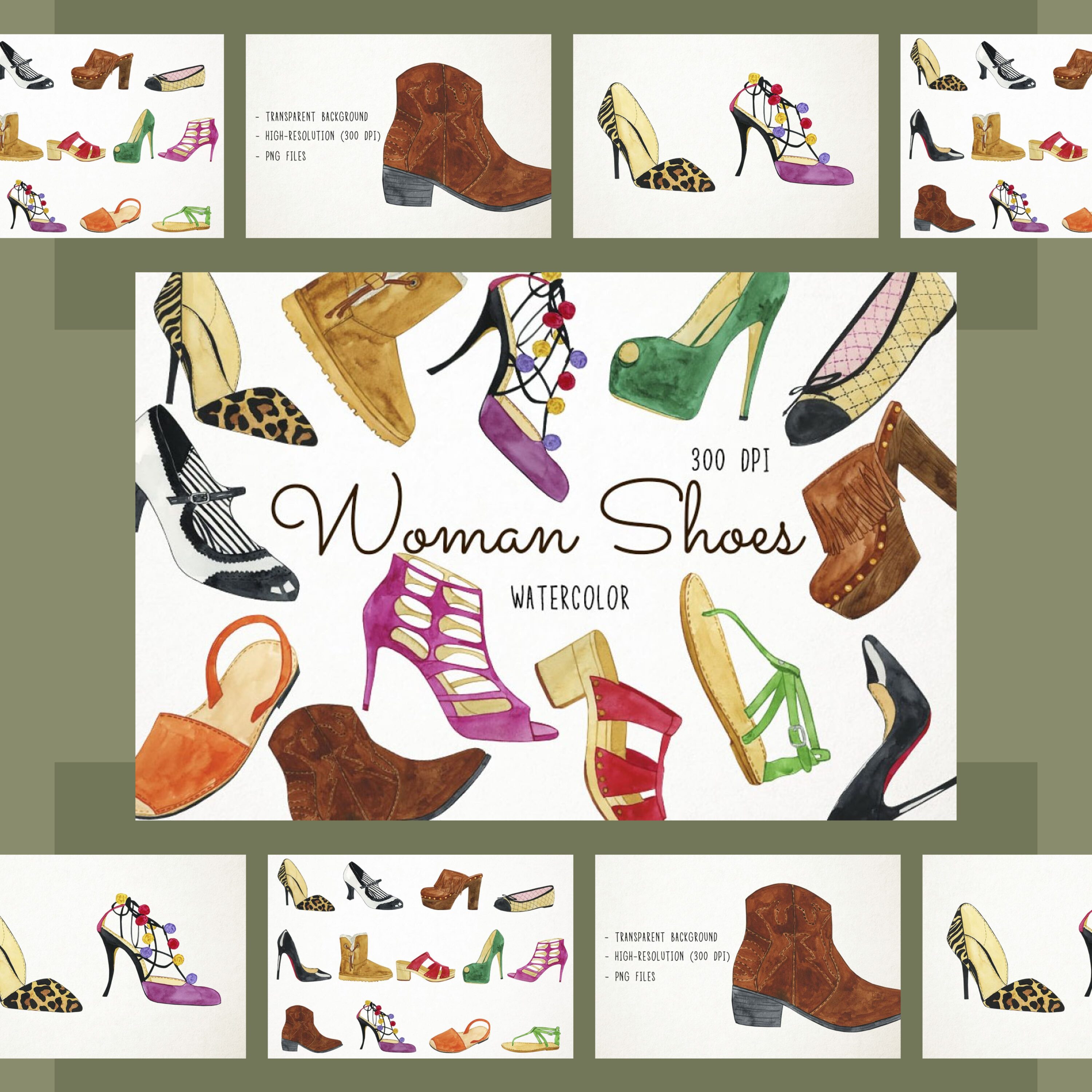 Watercolor Woman Shoes Clipart cover.