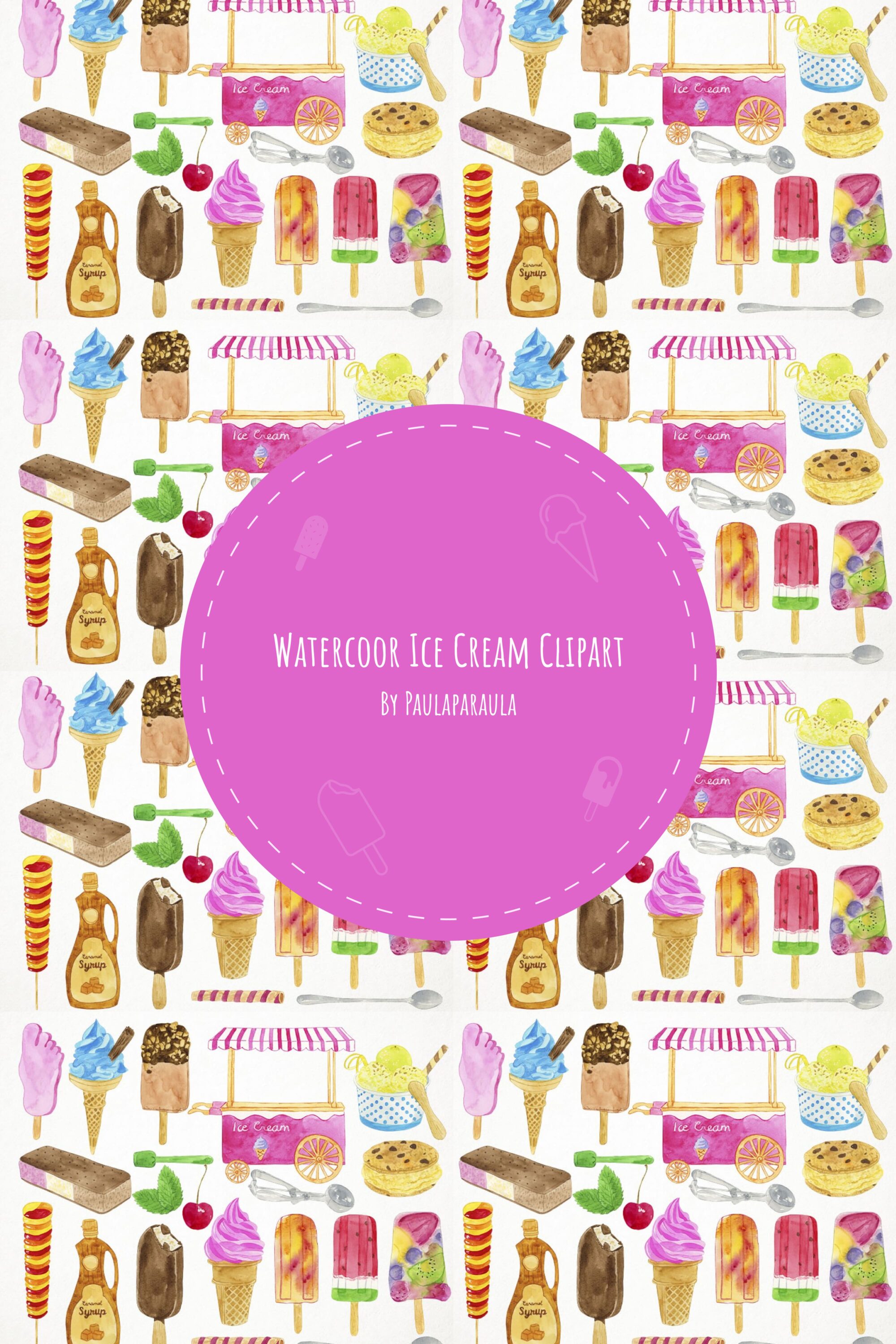 watercoor ice cream clipart 03