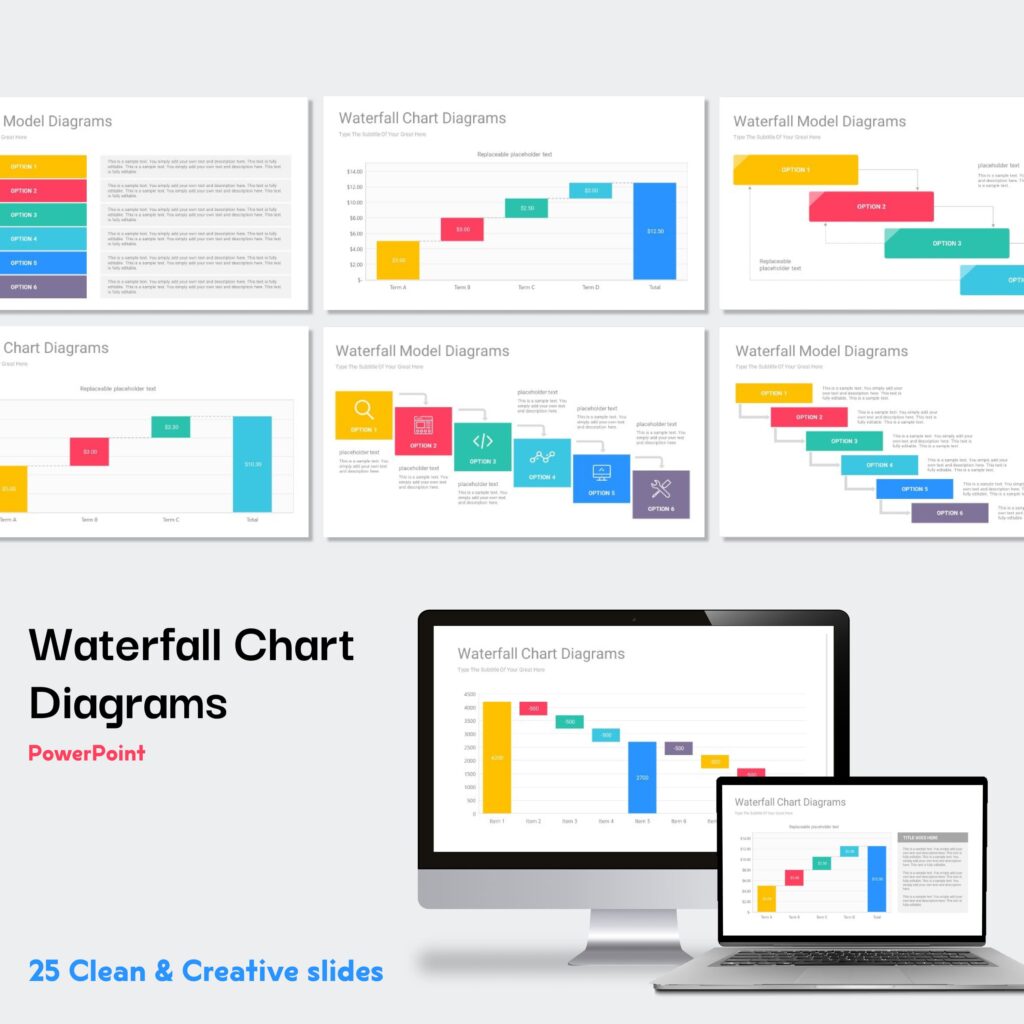 Waterfall Chart PowerPoint Diagrams – MasterBundles