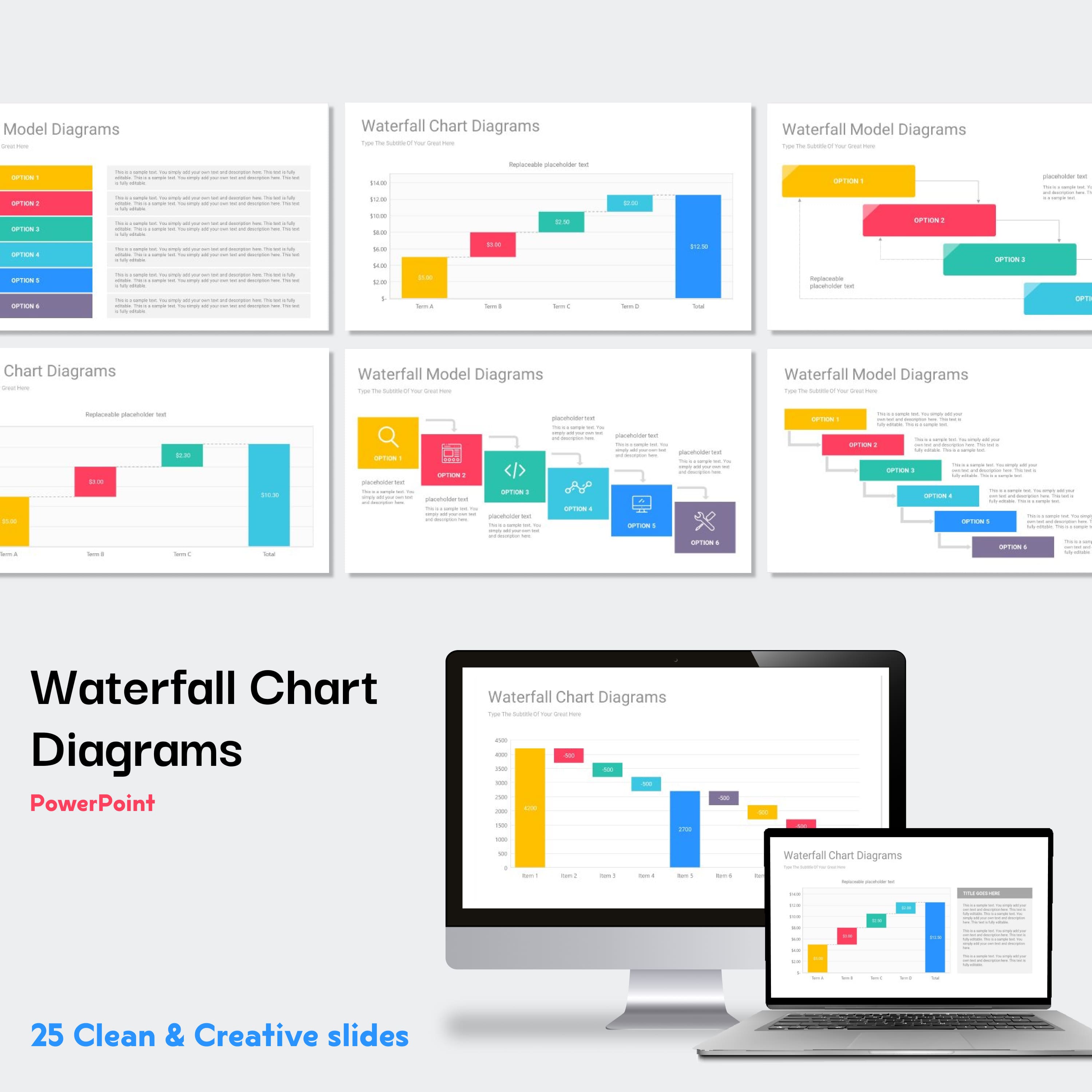 Waterfall Chart PowerPoint Diagrams.