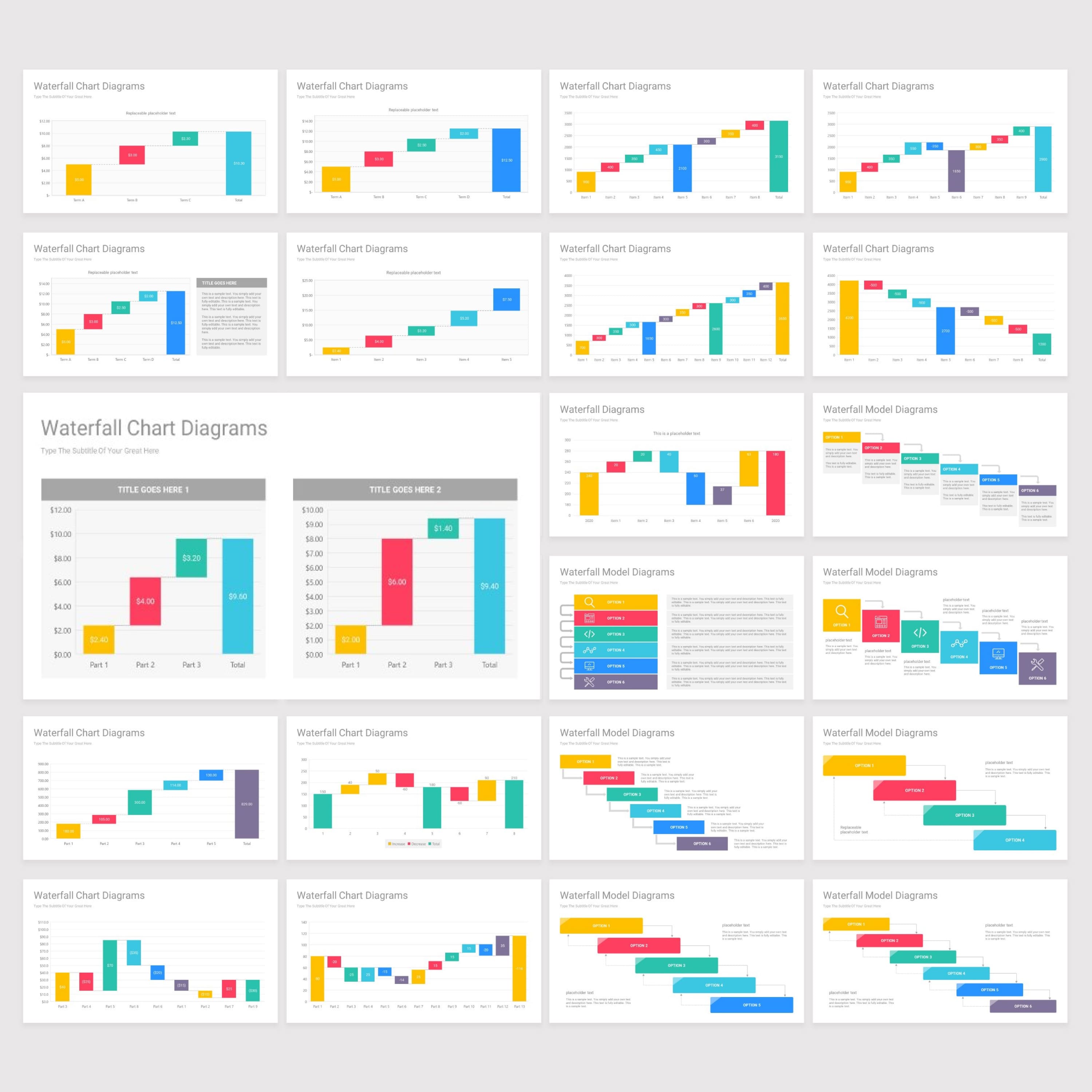 Waterfall Chart PowerPoint Diagrams cover.