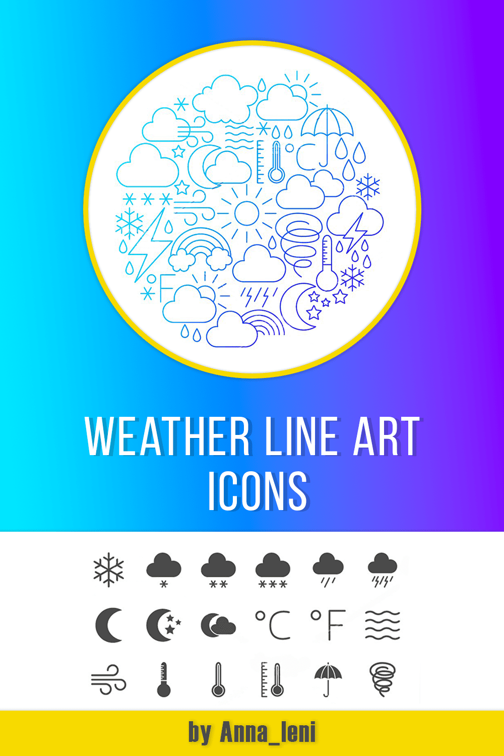 weather line art icons pinterest