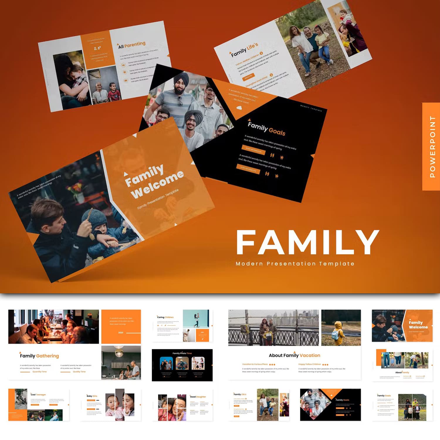 Welcome family powerpoint template - main image preview.