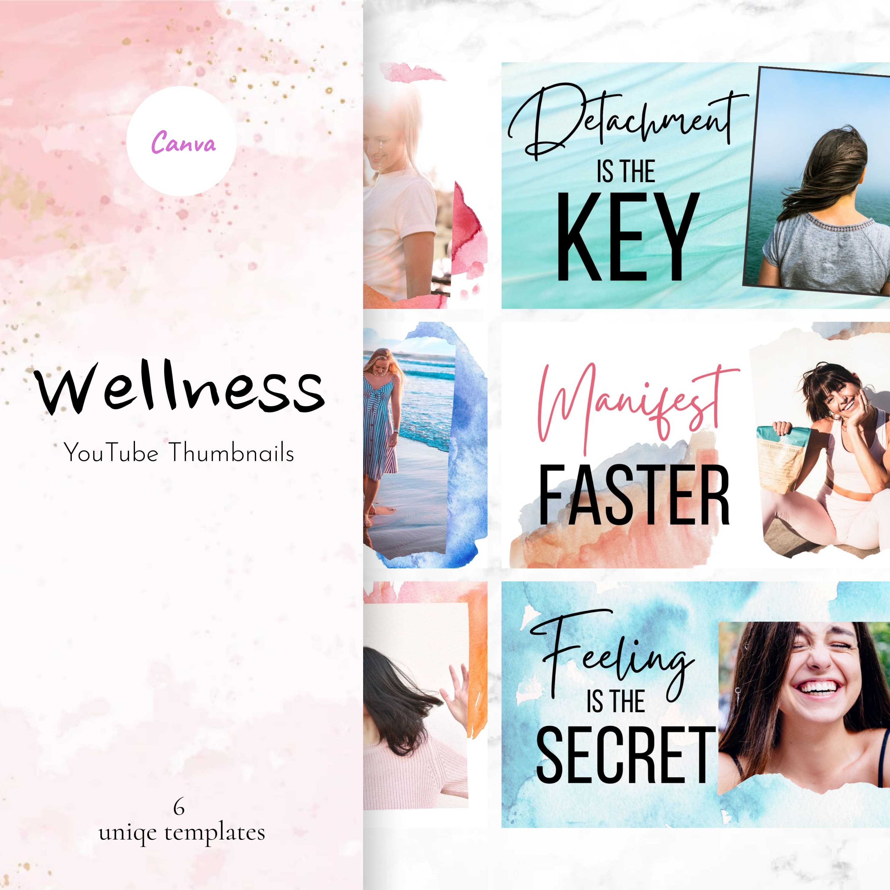 Wellness YouTube Thumbnails- Canva.