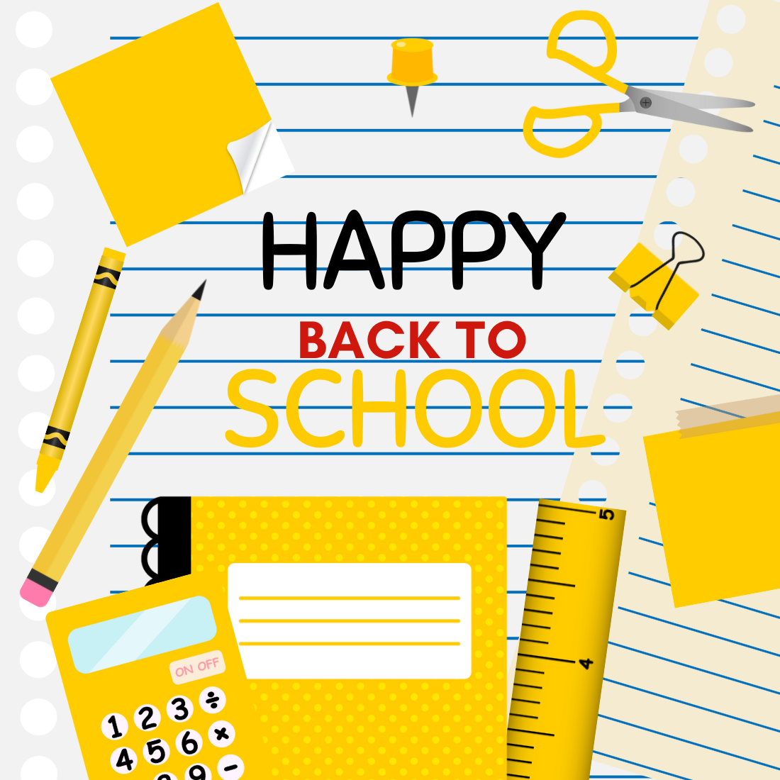 Yellow Back To School Clipart Set preview image.