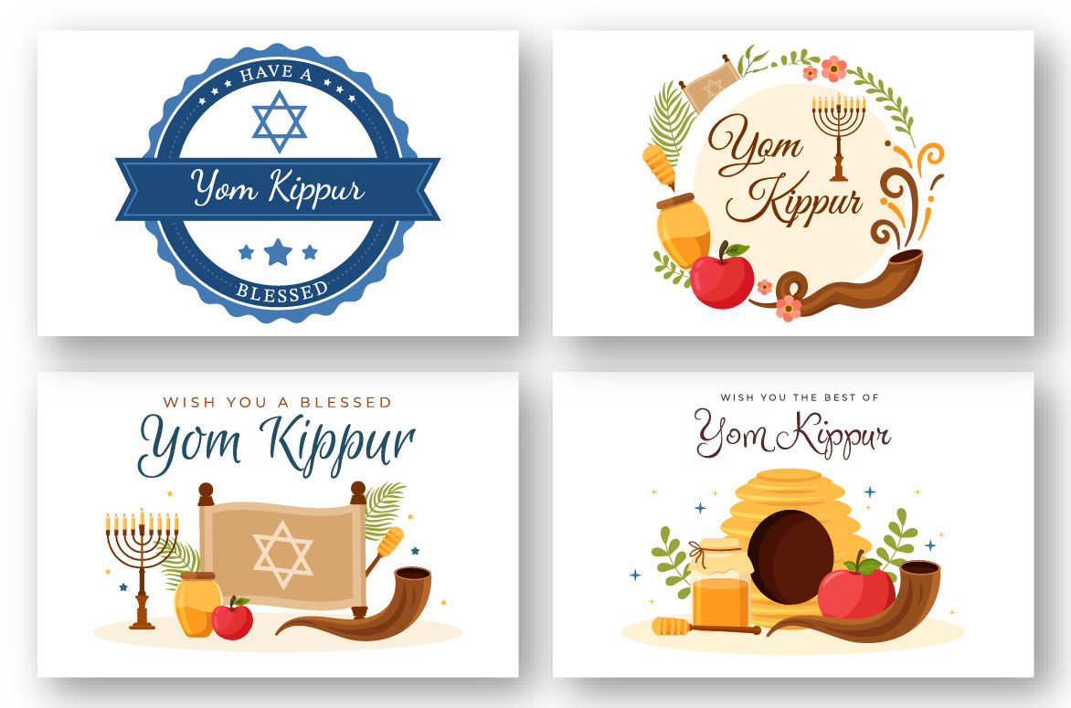 13 Yom Kippur Day Celebration Illustration White Style Examples.