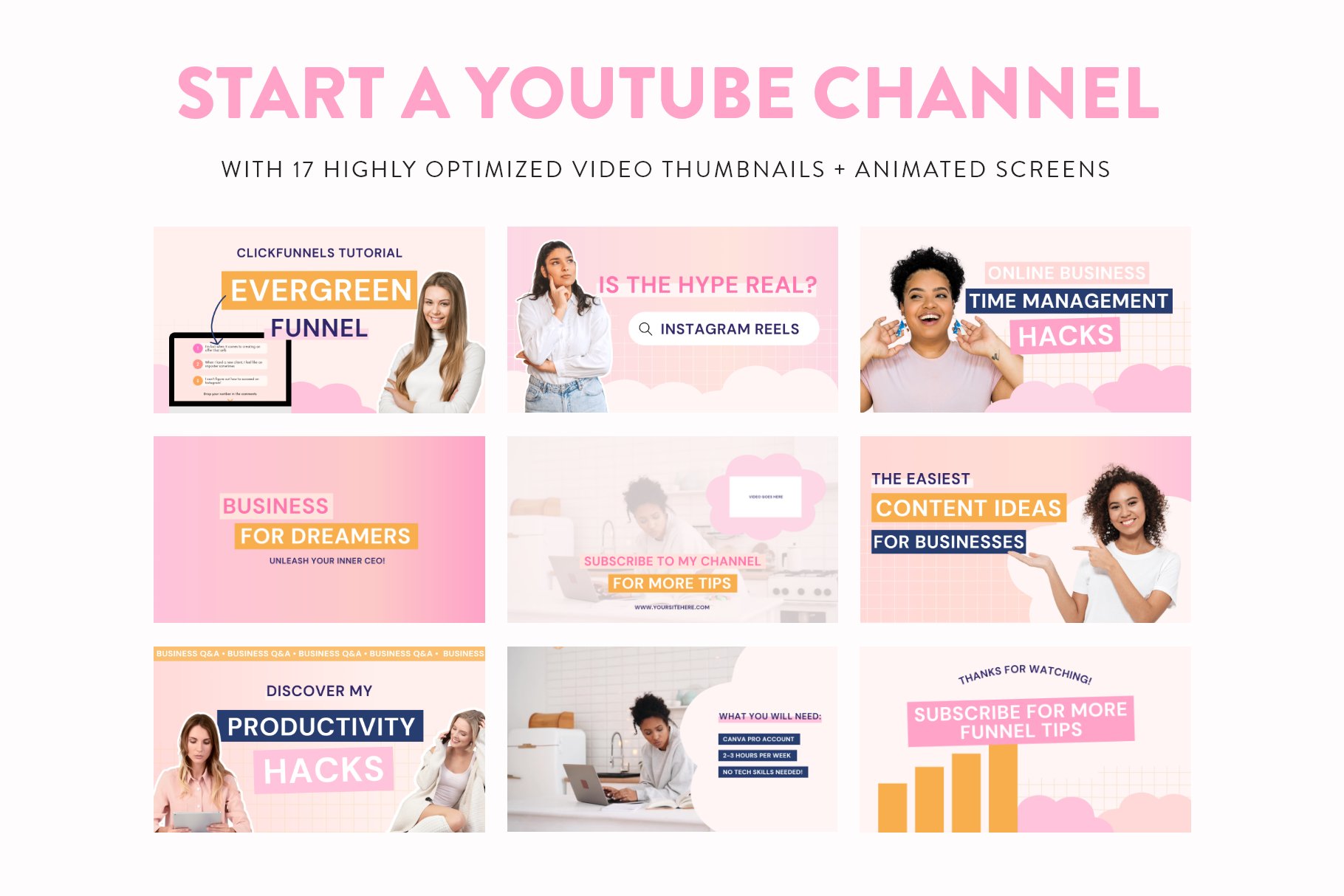 Light pink youtube marketing template.