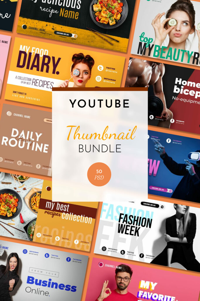 50 Youtube Thumbnail Bundle PSD – MasterBundles